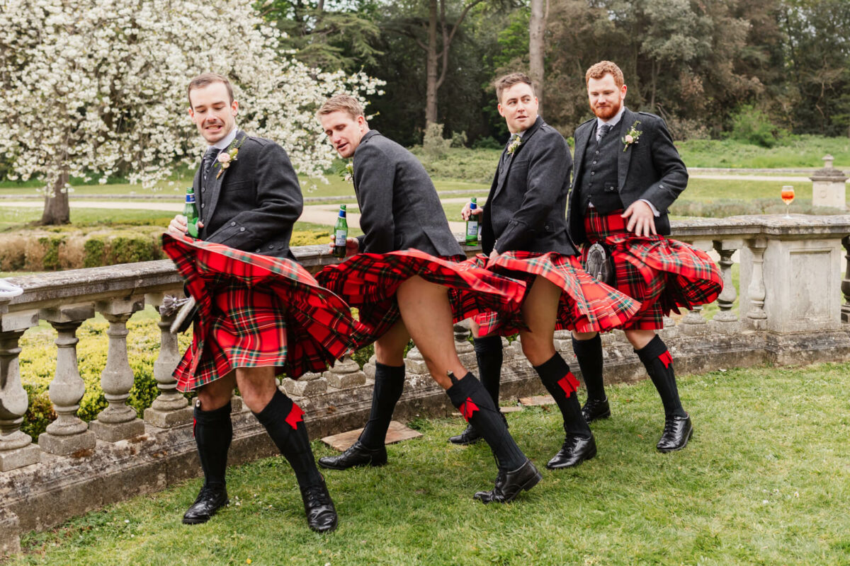 guests in kilts at grove house Roehampton London