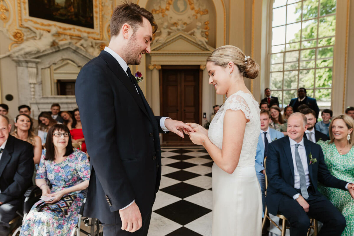 bride and groom at Orleans house gallery Twickenham