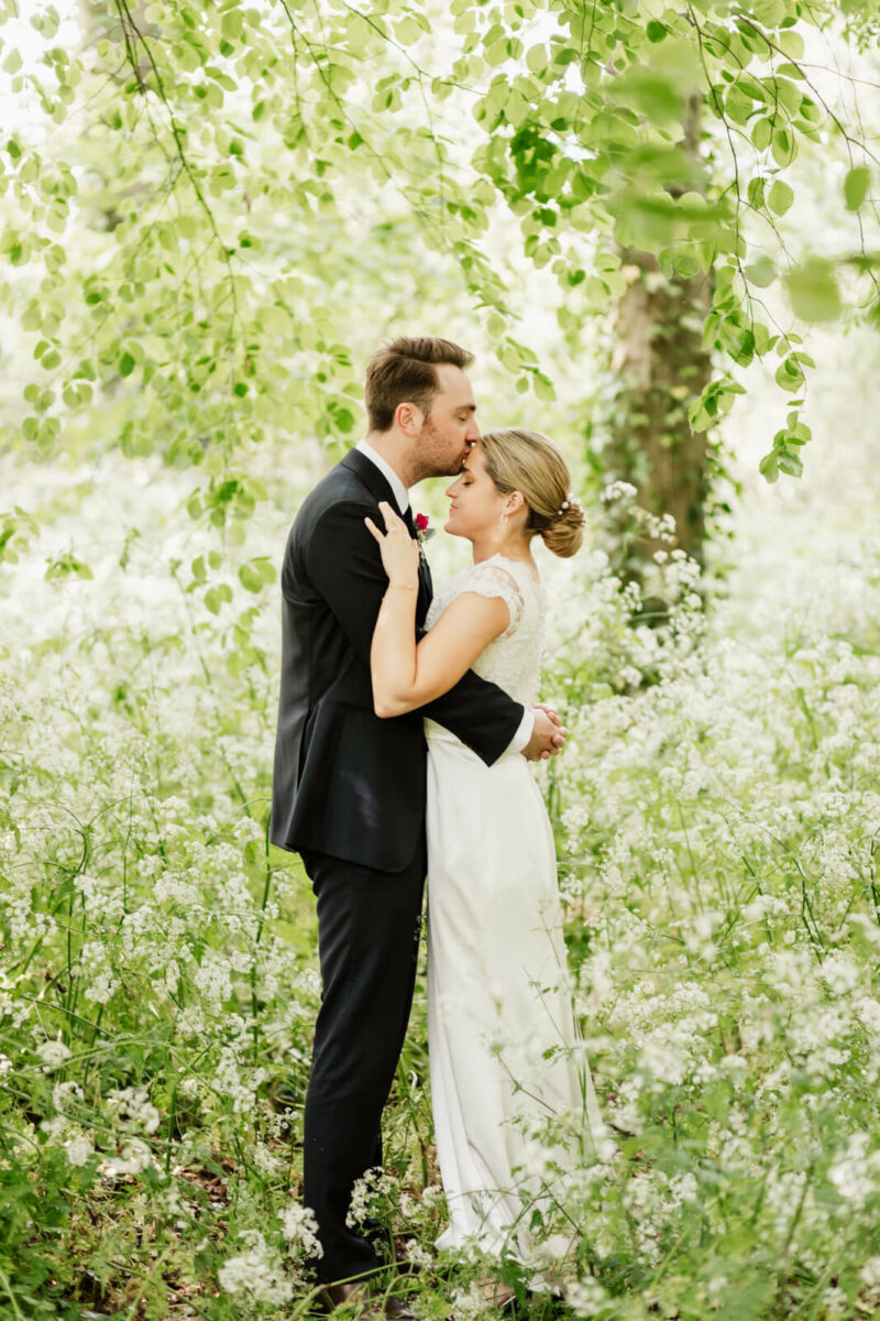 bride and groom laughing at Orleans house gallery wedding Twickenham