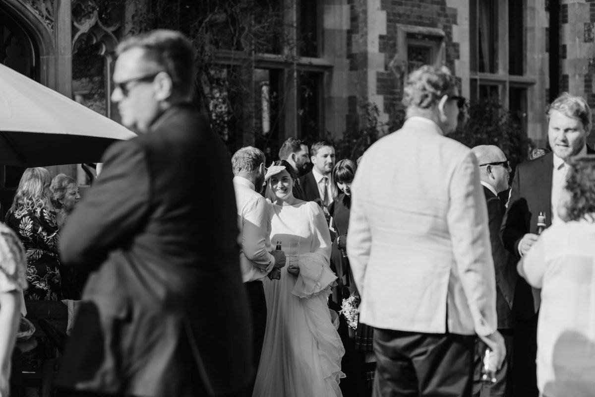 pictures of guests enjoying drinks reception at horsted place hotel