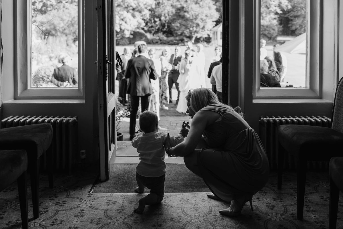 pictures of guests enjoying drinks reception at horsted place hotel