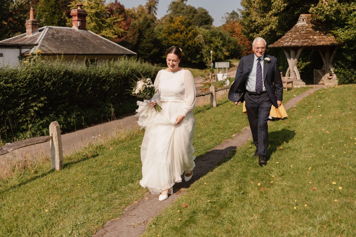 bride arriving at the church