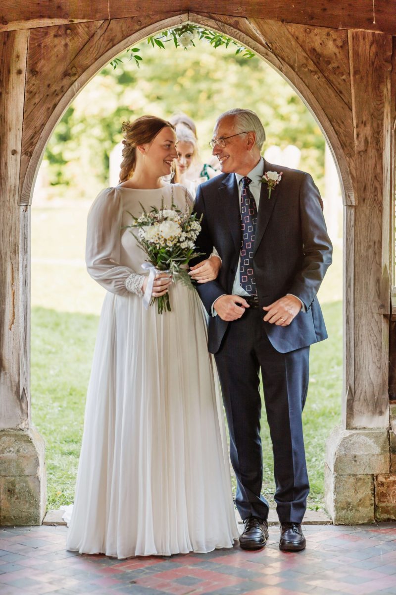 bride arriving at the church