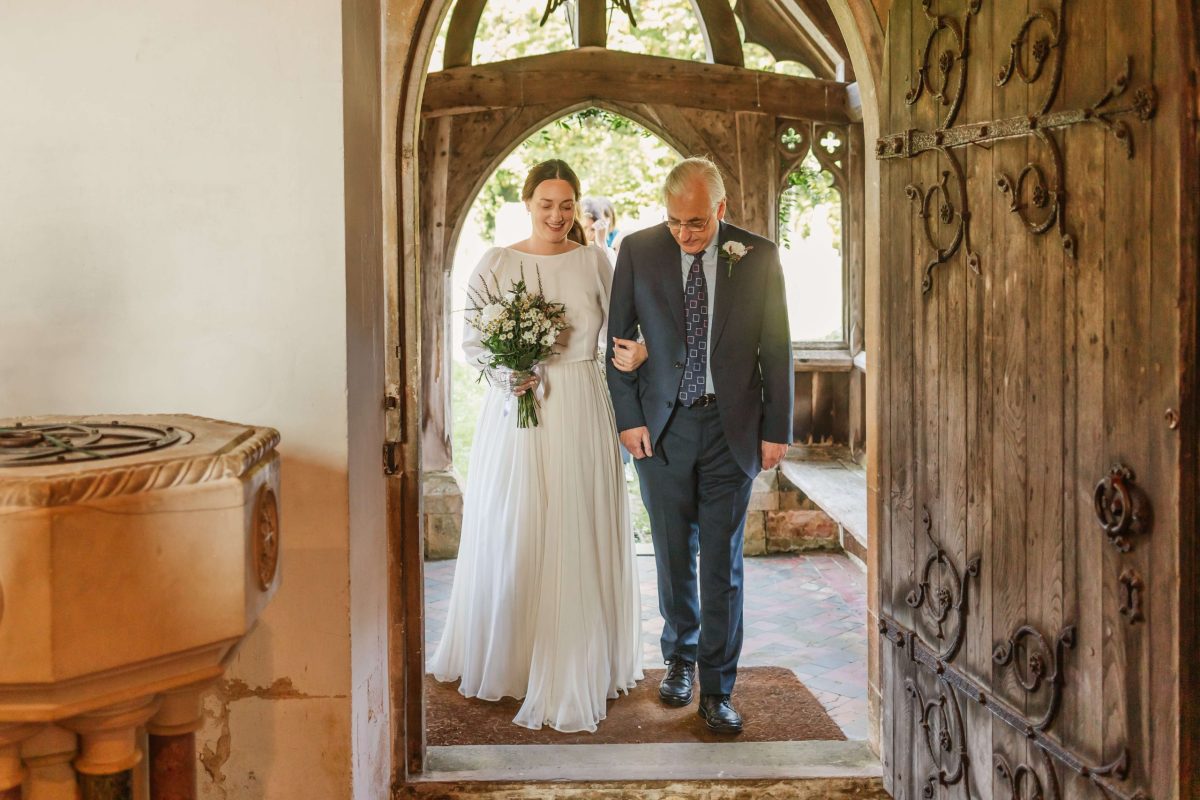 bride arriving at the church