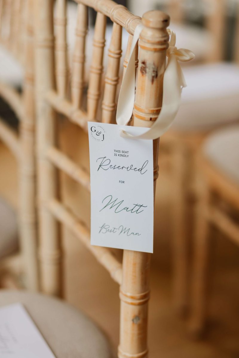 photograph of wedding seating sign