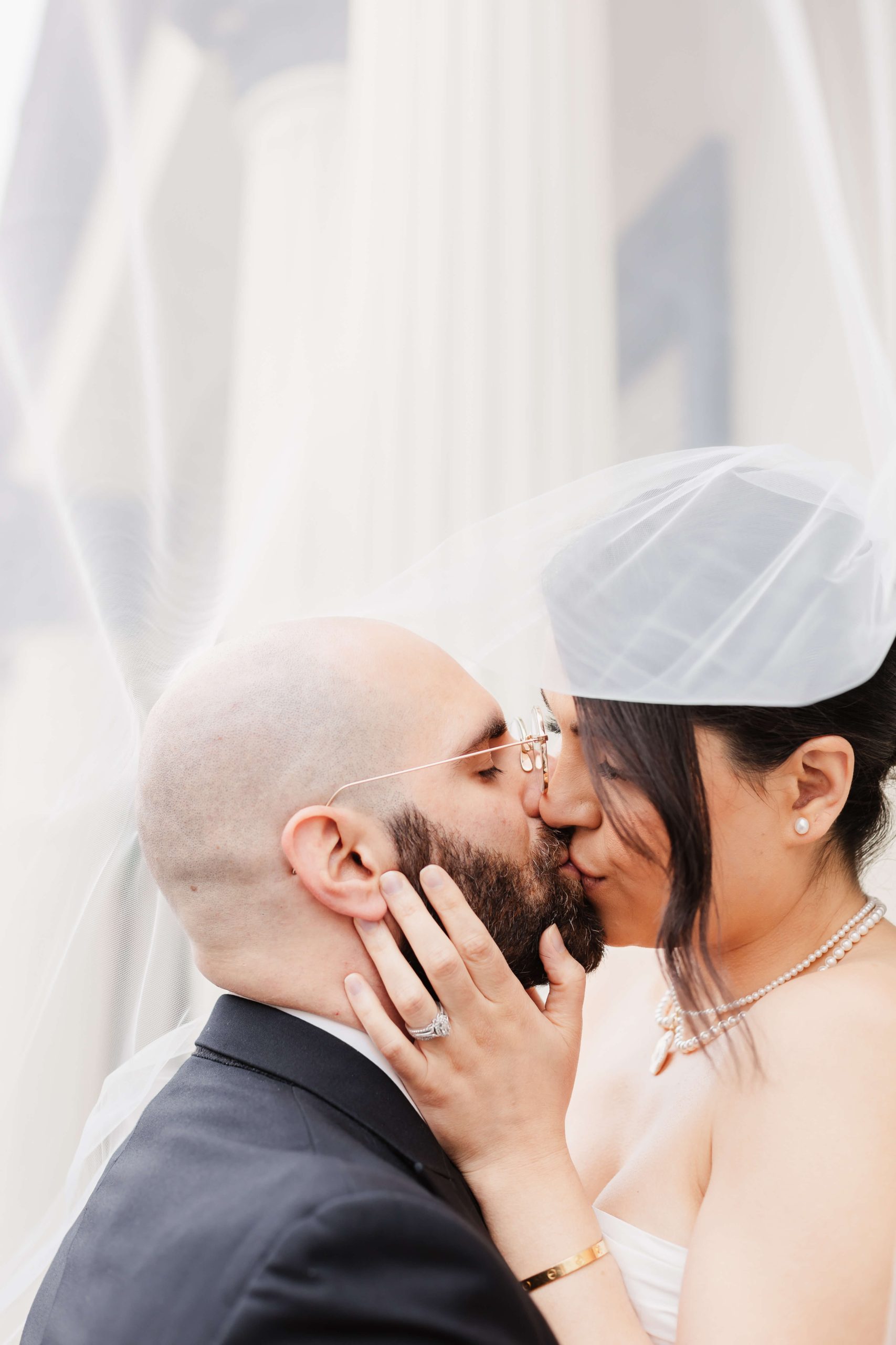 photograph of bride and groom kissing at west midlands wedding