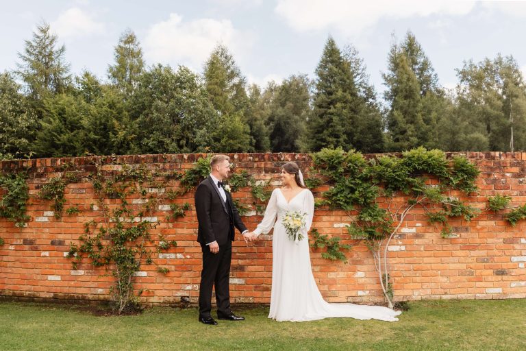 portrait of bride and groom at cain manor wedding