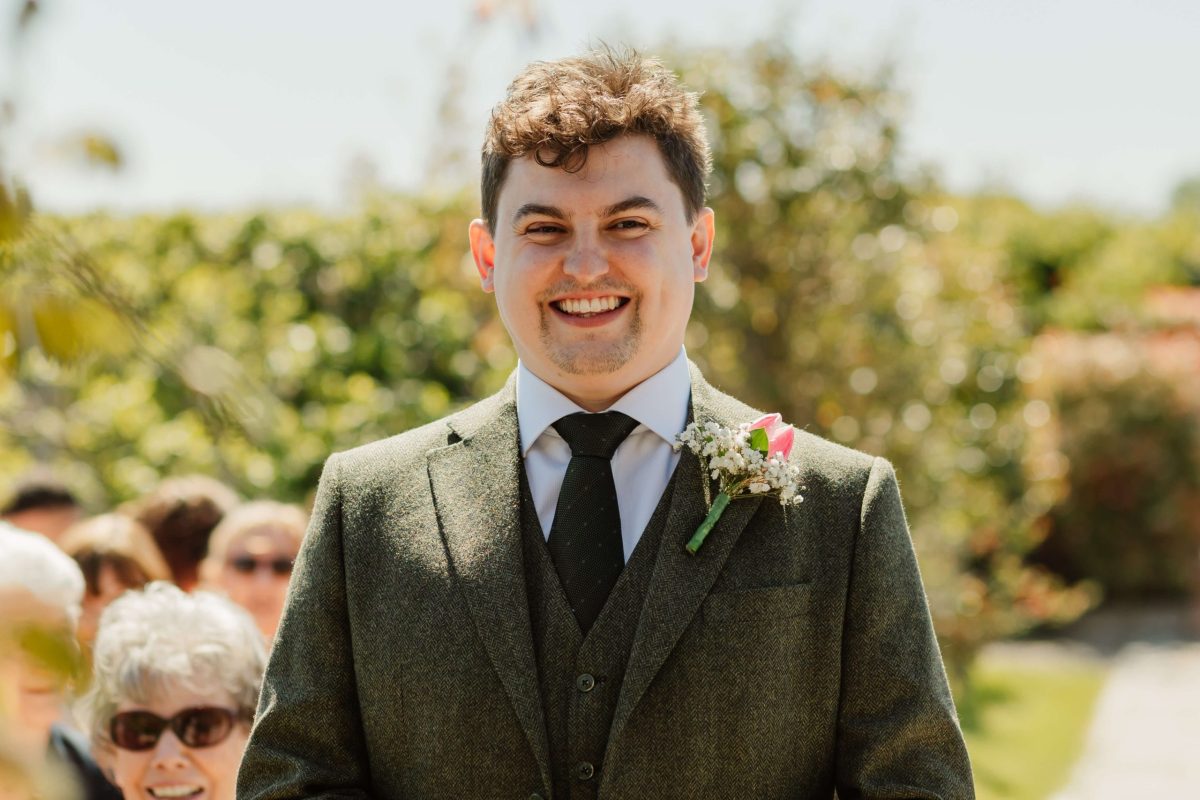 outdoor wedding ceremony at cider mill barn warwickshire wedding venue