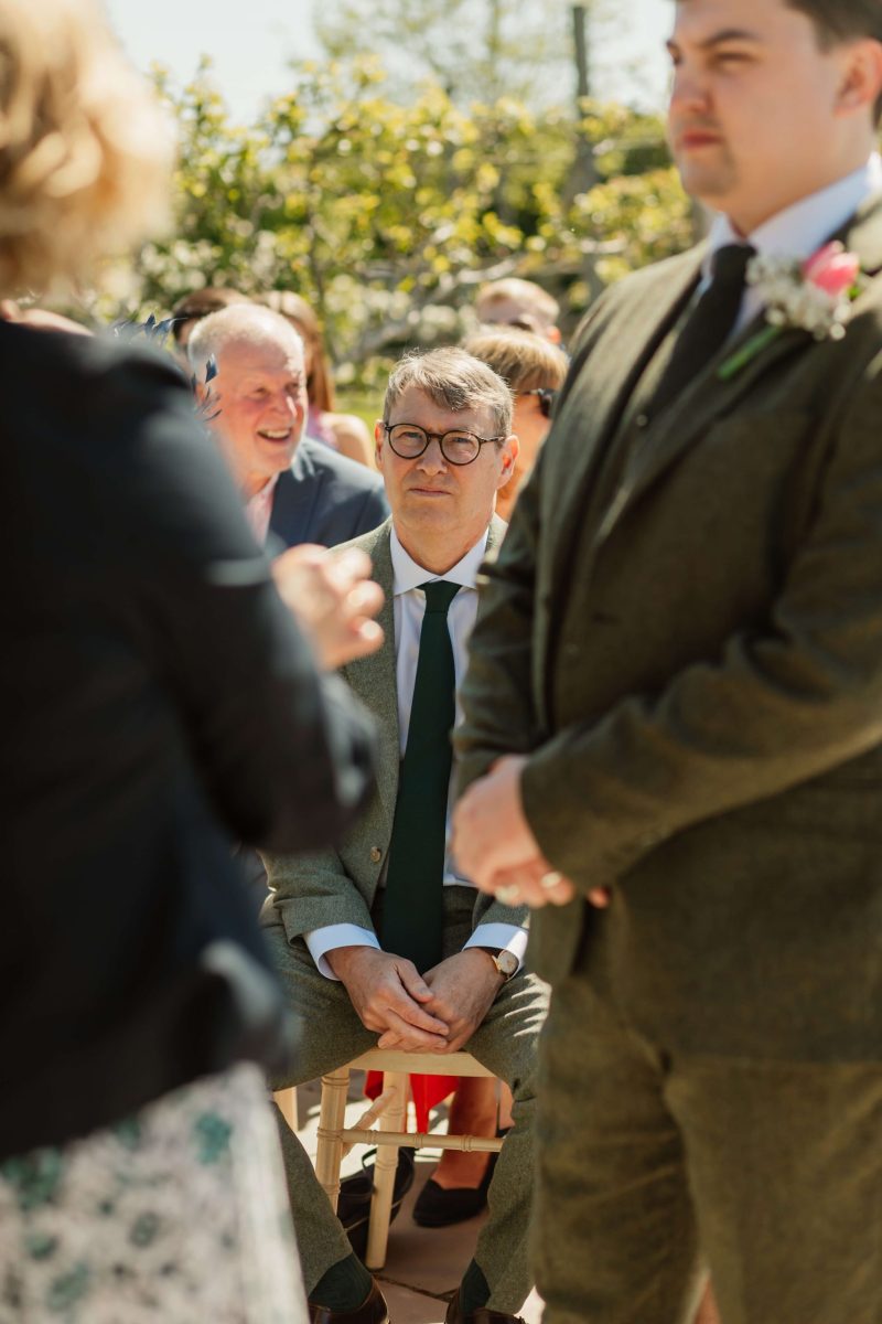 outdoor wedding ceremony at cider mill barn warwickshire wedding venue