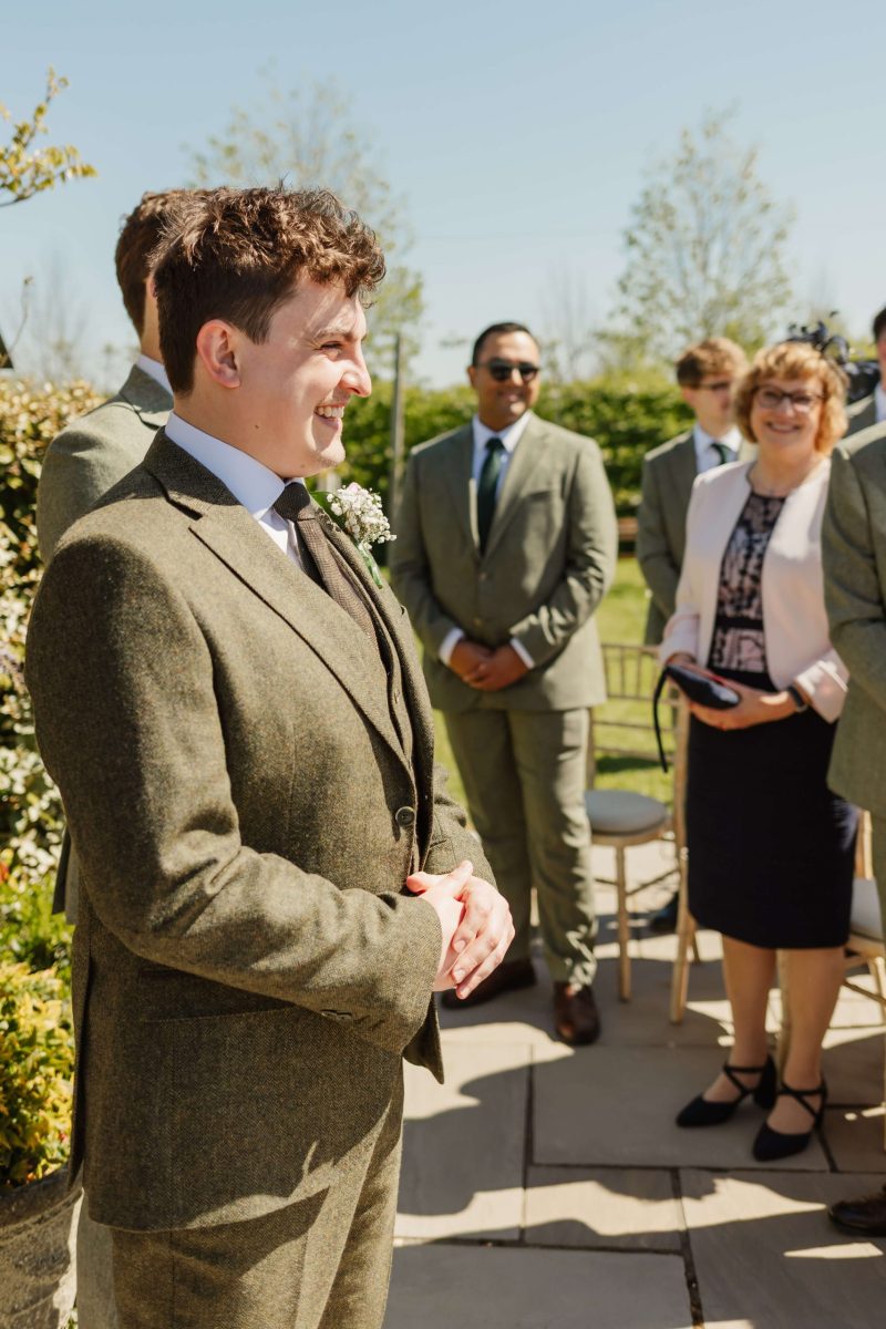 outdoor wedding ceremony at cider mill barn warwickshire wedding venue