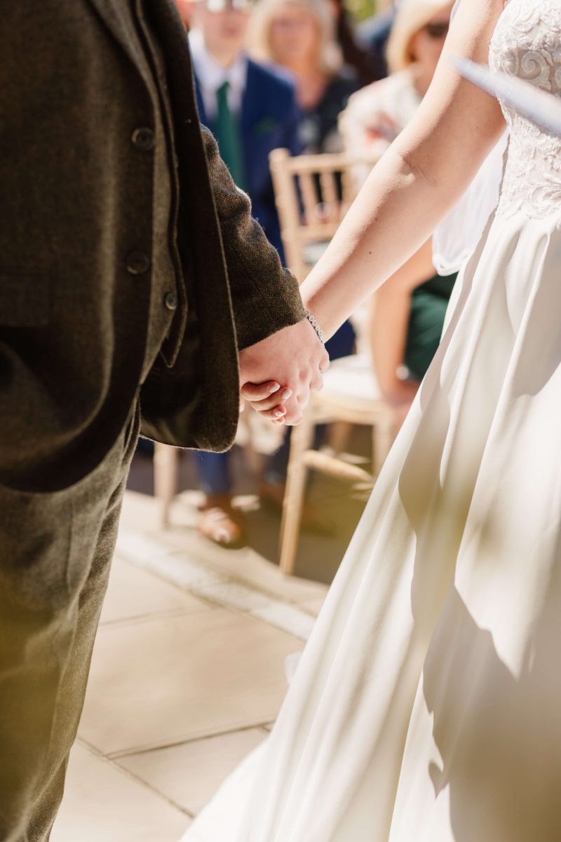 outdoor wedding ceremony at cider mill barn warwickshire wedding venue