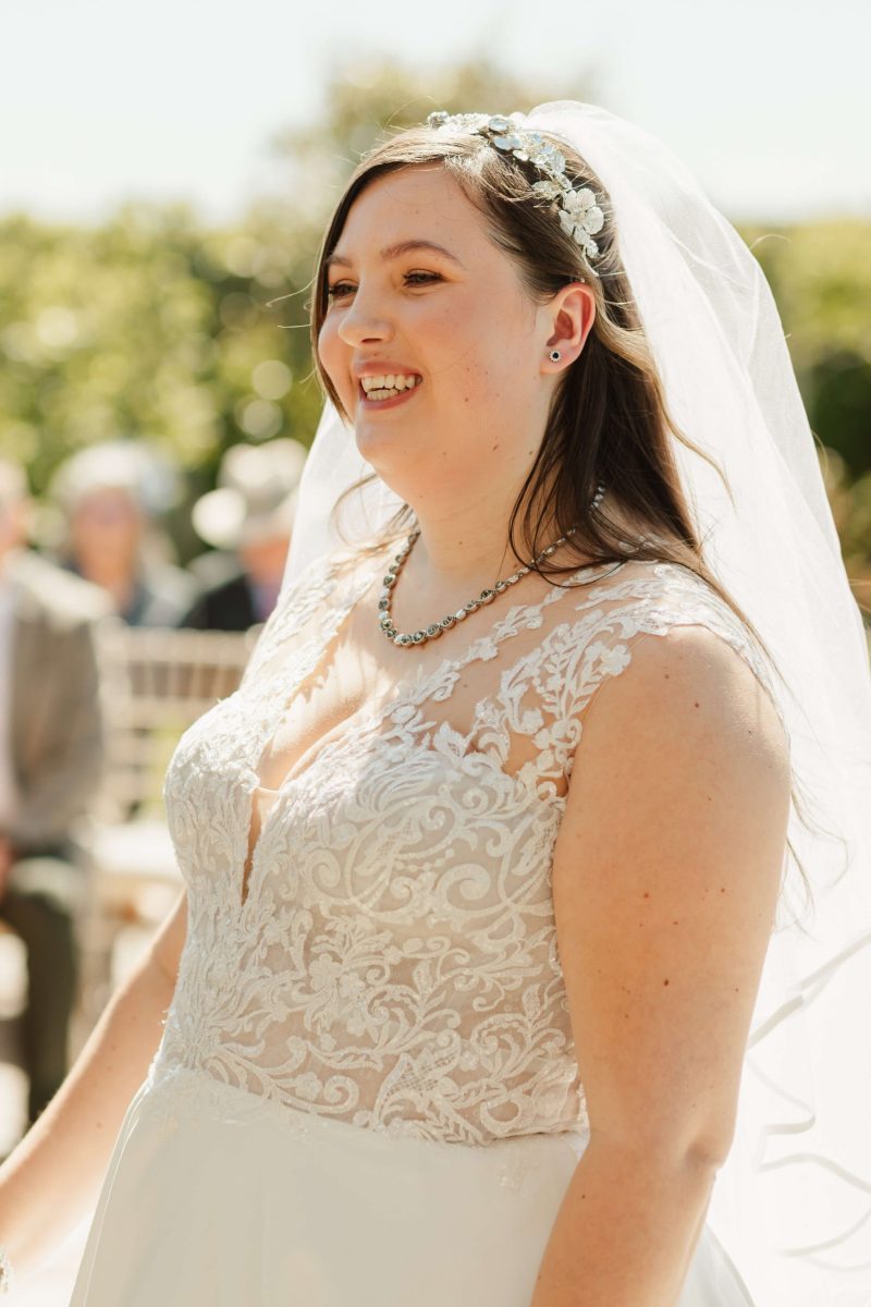outdoor wedding ceremony at cider mill barn warwickshire wedding venue