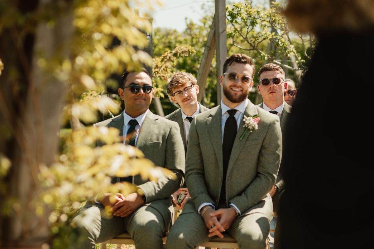 outdoor wedding ceremony at cider mill barn warwickshire wedding venue