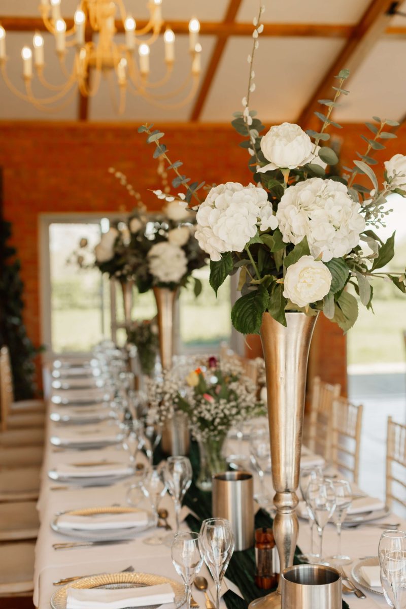 wedding breakfast room at Cider Mill Barn wedding venue