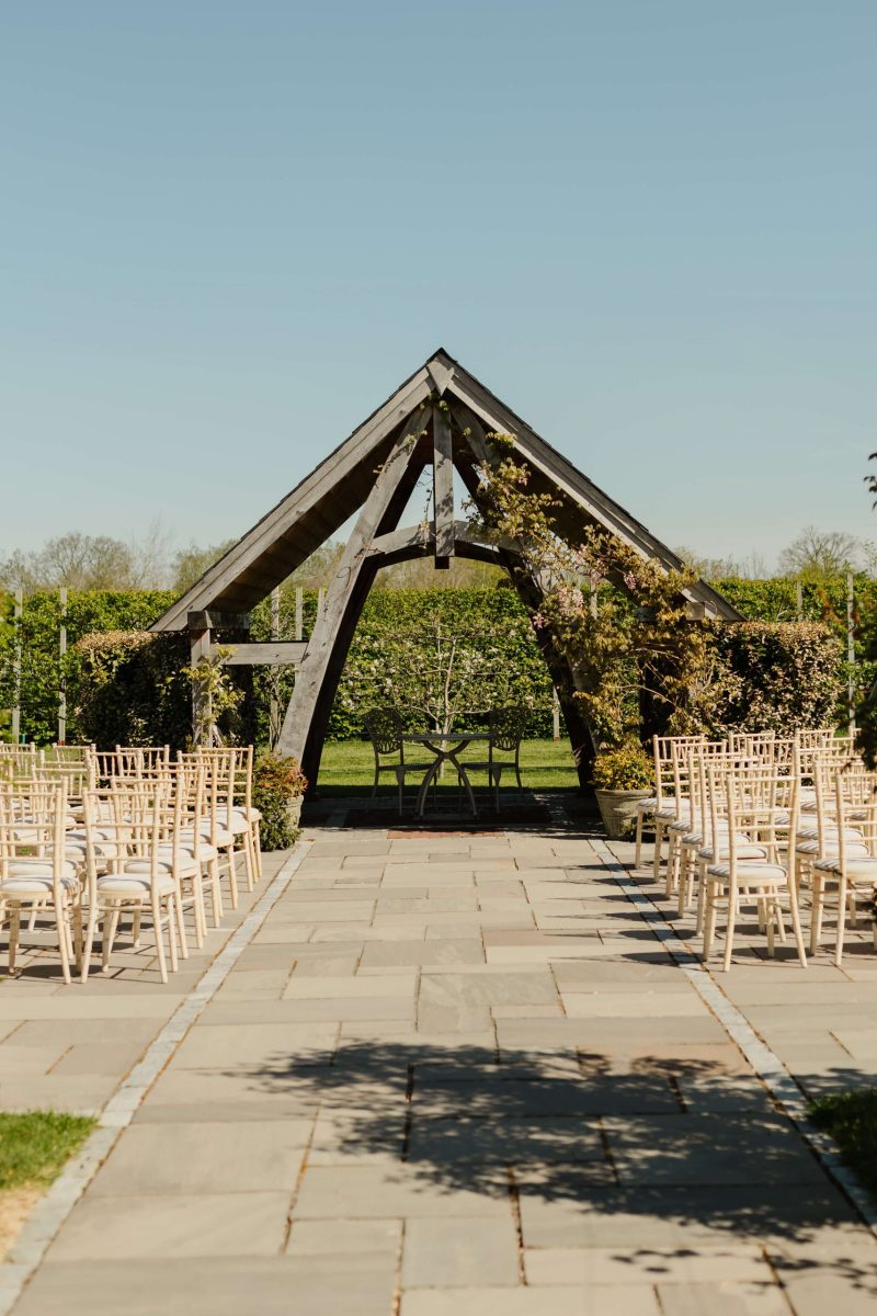 outdoor ceremony at Cider Mill barn wedding venue Warwickshire