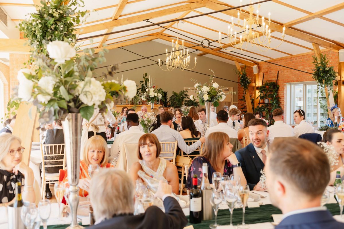 Wedding breakfast at cider mill barn wedding venue warwickshire