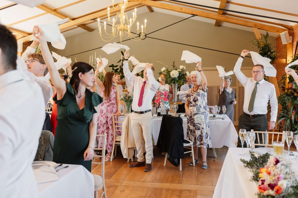 Wedding breakfast at cider mill barn wedding venue warwickshire