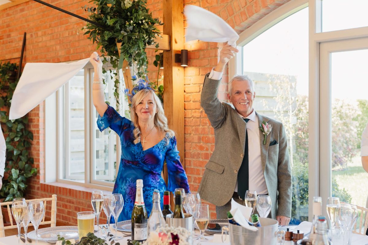 Wedding breakfast at cider mill barn wedding venue warwickshire