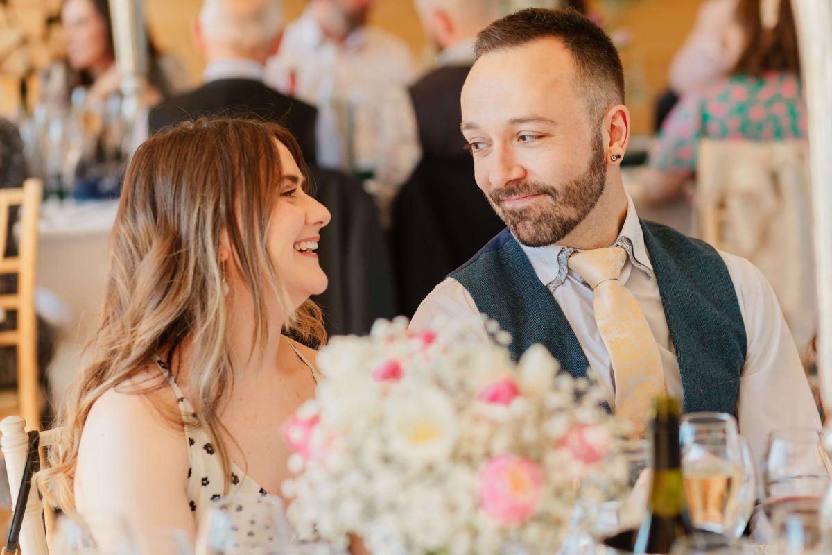 Wedding breakfast at cider mill barn wedding venue warwickshire