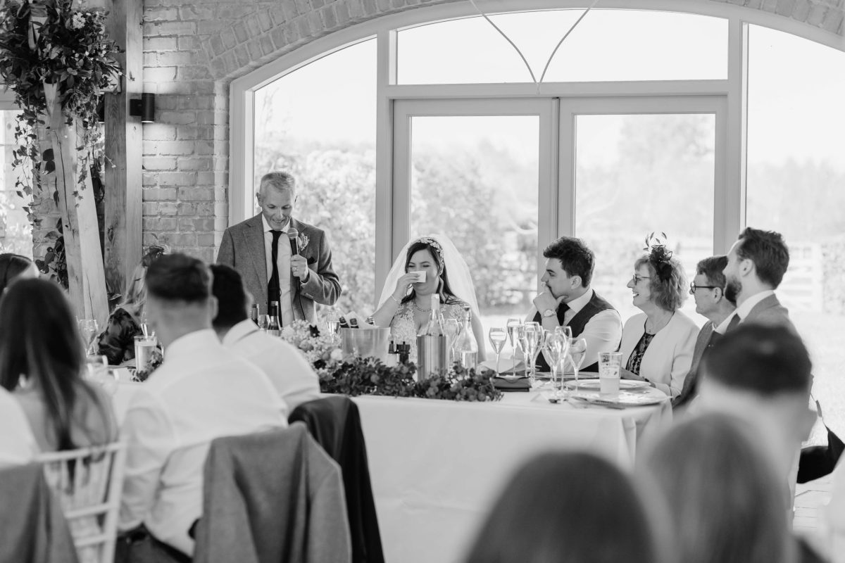 Wedding breakfast at cider mill barn wedding venue warwickshire