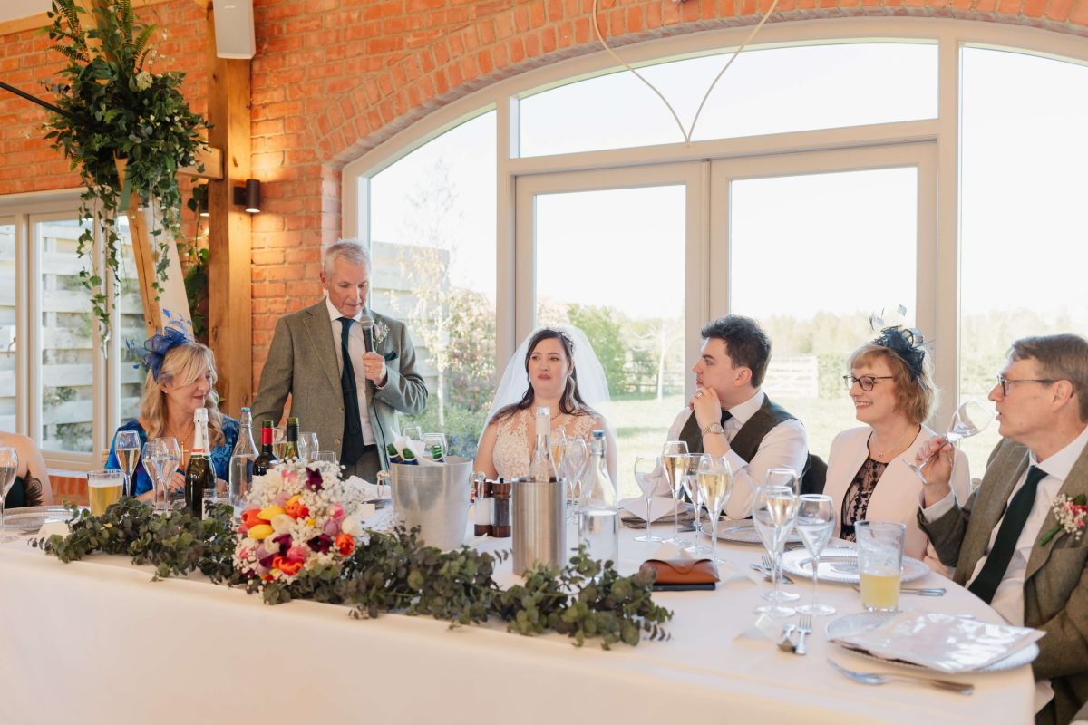 Wedding speeches at cider mill barn wedding venue warwickshire