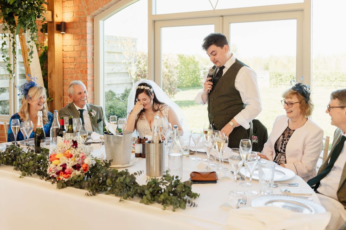 Wedding speeches at cider mill barn wedding venue warwickshire
