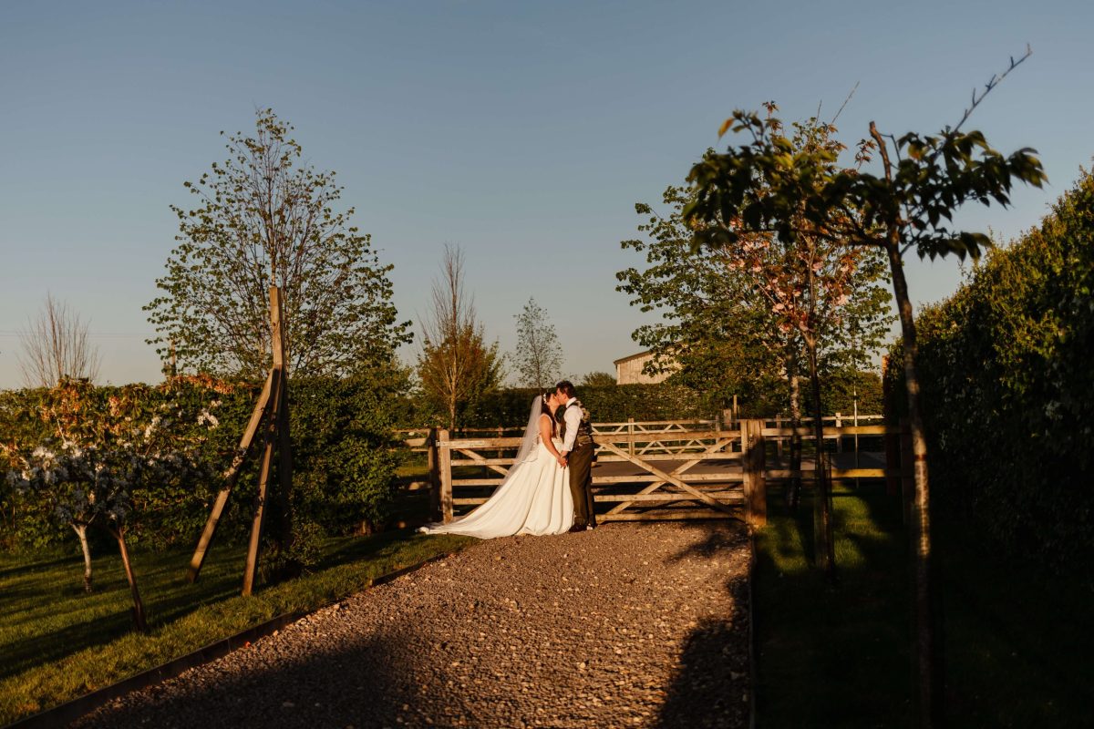 golden hour couples portraits at cider mill barn warwickshire wedding venue