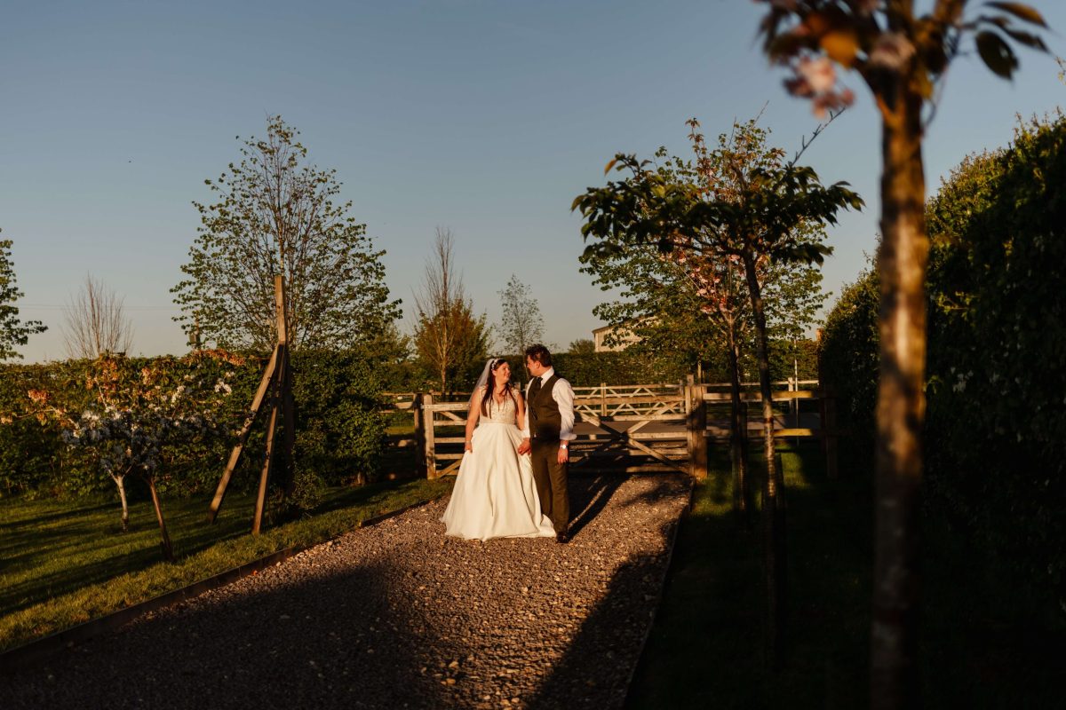 golden hour couples portraits at cider mill barn warwickshire wedding venue