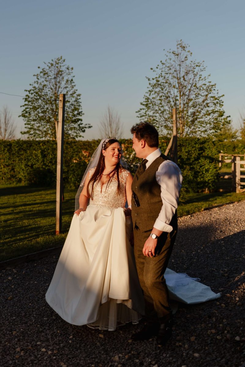 golden hour couples portraits at cider mill barn warwickshire wedding venue