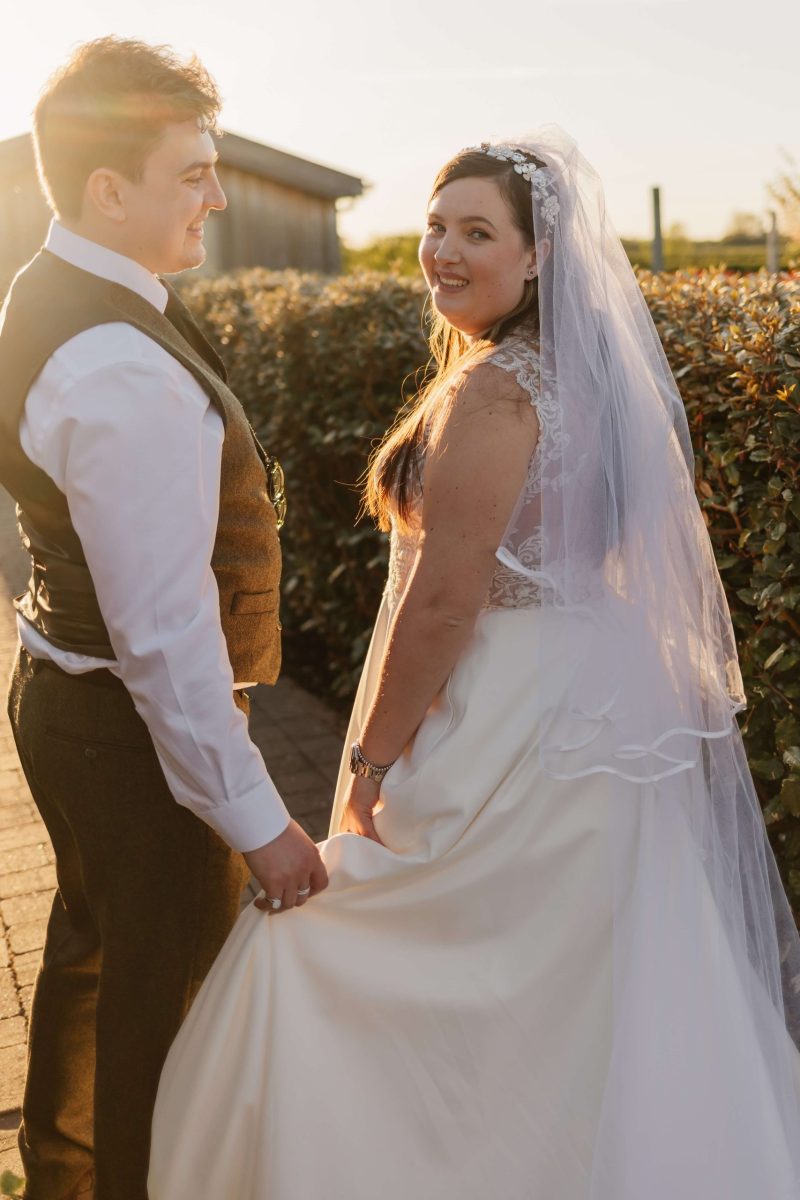 golden hour couples portraits at cider mill barn warwickshire wedding venue