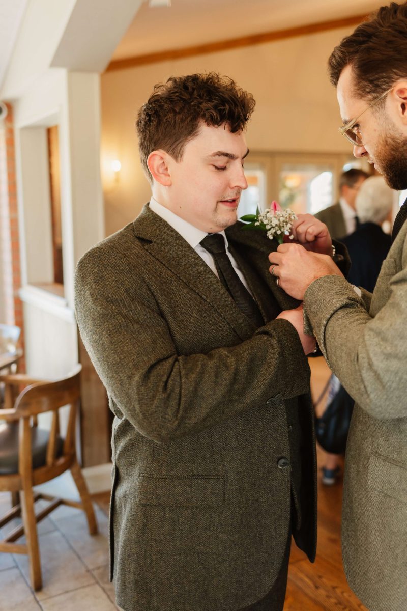 groom prep at cider mill barn warwickshire wedding venue